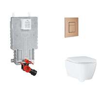 Grohe Uniset - Set předstěnové instalace, klozetu, sedátka SoftClose a tlačítka Skate Cosmopolitan, kartáčovaný Warm Sunset SANI