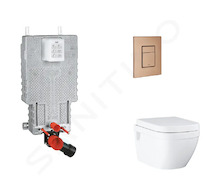 Grohe Uniset - Set předstěnové instalace, klozetu, sedátka SoftClose a tlačítka Skate Cosmopolitan, kartáčovaný Warm Sunset SANI