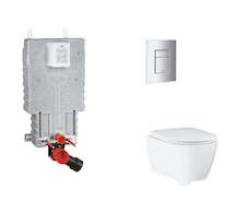 Grohe Uniset - Set předstěnové instalace, klozetu, sedátka SoftClose a tlačítka Skate Cosmopolitan, matný chrom SANI15BB2111