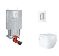 Grohe Uniset - Set předstěnové instalace, klozetu, sedátka SoftClose a tlačítka Skate Cosmopolitan, Moon White SANI15BB3111