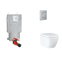 Grohe Uniset - Set předstěnové instalace, klozetu, sedátka SoftClose a tlačítka Skate Cosmopolitan, Triple Vortex, kartáčovaná n