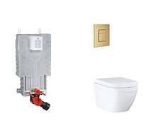 Grohe Uniset - Set předstěnové instalace, klozetu, sedátka SoftClose a tlačítka Skate Cosmopolitan, Triple Vortex, kartáčovaný C