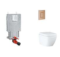 Grohe Uniset - Set předstěnové instalace, klozetu, sedátka SoftClose a tlačítka Skate Cosmopolitan, Triple Vortex, kartáčovaný W