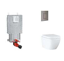 Grohe Uniset - Set předstěnové instalace, klozetu, sedátka SoftClose a tlačítka Skate Cosmopolitan, Triple Vortex, kartáčovaný H