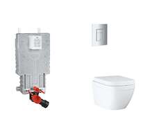 Grohe Uniset - Set předstěnové instalace, klozetu, sedátka SoftClose a tlačítka Skate Cosmopolitan, Triple Vortex, matný chrom S