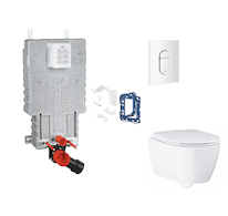 Grohe Uniset - Set předstěnové instalace, klozetu, sedátka SoftClose, tlačítka Arena Cosmopolitan a sady pro vhazování tablet, a