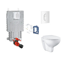 Grohe Uniset - Set předstěnové instalace, klozetu, sedátka SoftClose, tlačítka Arena Cosmopolitan a sady pro vhazování tablet, a