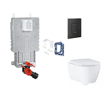Grohe Uniset - Set předstěnové instalace, klozetu, sedátka SoftClose, tlačítka Even a sady pro vhazování tablet, phantom black S