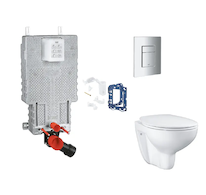 Grohe Uniset - Set předstěnové instalace, klozetu, sedátka SoftClose, tlačítka Skate Cosmopolitan a sady pro vhazování tablet, c