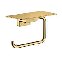 Hansgrohe AddStoris - Držák toaletního papíru s poličkou, leštěný vzhled zlata 41772990