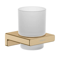 Hansgrohe AddStoris - Sklenka na kartáčky a pastu s držákem, matné sklo/kartáčovaný bronz 41749140