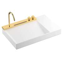 Hansgrohe Avalegra - Umyvadlo 78x48 cm, s termostatickou baterií a sprškou, 2 proudy, bez přepadu, leštěný vzhled zlata 22473990