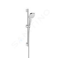 Hansgrohe Croma Select E - Set sprchové hlavice, 3 proudy, tyče a hadice, EcoSmart 9 l/min, bílá/chrom 26581400