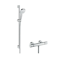 Hansgrohe Croma Select E - Sprchový set Vario s termostatem, 3 proudy, sprchová tyč 90 cm, bílá/chrom 27082400