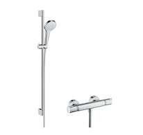Hansgrohe Croma Select S - Sprchový set Vario s termostatem, 3 proudy, sprchová tyč 90 cm, bílá/chrom 27014400