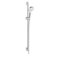 Hansgrohe Crometta - Sprchová souprava 100, EcoSmart 9 l/min, sprchová tyč 90 cm, bílá/chrom 26539400