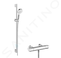 Hansgrohe Crometta - Sprchový set Vario s termostatem Ecostat 1001 CL, 2 proudy, bílá/chrom 27813400