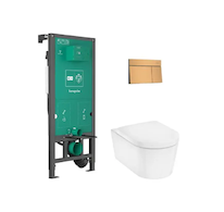 Hansgrohe EluPura S - Set předstěnové instalace, klozetu EluPura S a sedátka SoftClose, tlačítko iFrame Element E, kartáčovaný b