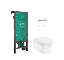Hansgrohe EluPura S - Set předstěnové instalace, klozetu EluPura S a sedátka SoftClose, tlačítko iFrame Element E, matná bílá 60