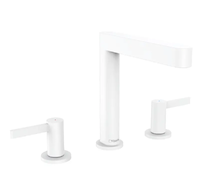 Hansgrohe Finoris - Umyvadlová baterie, 3-otvorová instalace, s výpustí Push-Open, EcoSmart, matná bílá 76034700