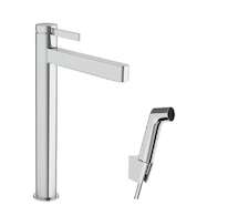 Hansgrohe Finoris - Umyvadlová baterie s výpustí Push-Open a bidetovou sprškou, EcoSmart, chrom 76220000