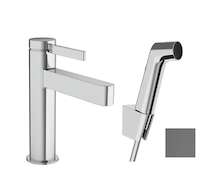 Hansgrohe Finoris - Umyvadlová baterie s výpustí Push-Open a bidetovou sprškou, EcoSmart, kartáčovaný černý chrom 76210340