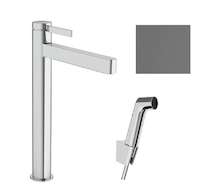 Hansgrohe Finoris - Umyvadlová baterie s výpustí Push-Open a bidetovou sprškou, EcoSmart, kartáčovaný černý chrom 76220340
