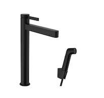 Hansgrohe Finoris - Umyvadlová baterie s výpustí Push-Open a bidetovou sprškou, EcoSmart, matná černá 76220670