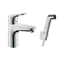 Hansgrohe Focus E2 - Umyvadlová baterie 100, s ruční sprchou Bidette, chrom 31927000