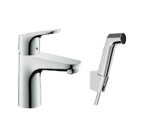 Hansgrohe Focus E2 - Umyvadlová baterie 100, s ruční sprchou Bidette, chrom 31927000