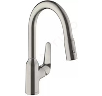 Hansgrohe Focus M42 - Dřezová baterie M4216-H180 s výsuvnou sprškou, sBOX, vzhled nerezu 71821800