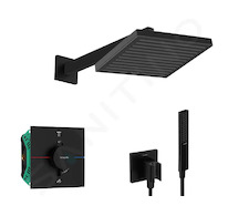 Hansgrohe - Sprchový set s termostatem pod omítku, s tělesem, 26x26 cm, matná černá SANI21HHH403