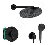 Hansgrohe - Sprchový set s termostatem pod omítku, s tělesem, průměr 26 cm, 3 proudy, matná černá SANI21HHH402