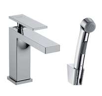 Hansgrohe Tecturis E - Umyvadlová baterie s výpustí Push-Open a bidetovou sprškou, EcoSmart, chrom 73210000