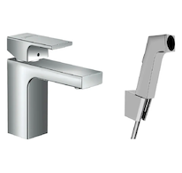Hansgrohe Vernis Shape - Umyvadlová baterie s ruční sprchou Bidette, chrom 71216000
