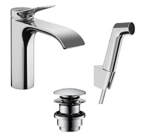 Hansgrohe Vivenis - Umyvadlová baterie s výpustí Push-Open a bidetovou sprškou, EcoSmart, chrom 75210000
