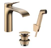 Hansgrohe Vivenis - Umyvadlová baterie s výpustí Push-Open a bidetovou sprškou, EcoSmart, kartáčovaný bronz 75210140