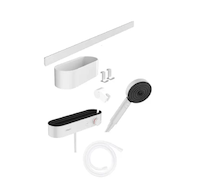 Hansgrohe WallStoris - Set sprchové hlavice 105, 3 proudy, termostatu a koupelnových doplňků, matná bílá 24250700