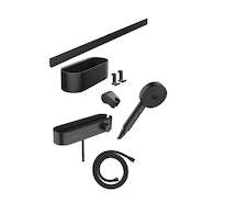 Hansgrohe WallStoris - Set sprchové hlavice 105, 3 proudy, termostatu a koupelnových doplňků, matná černá 24250670