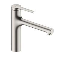 Hansgrohe Zesis M33 - Dřezová baterie 160, s výsuvnou sprškou s přepínačem, vzhled nerezu 74801800
