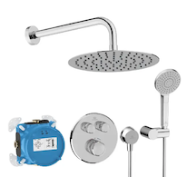 Ideal Standard CeraTherm Navigo - Sprchový set s termostatem pod omítku, s tělesem, 3 proudy, průměr 25 cm, chrom A7771AA