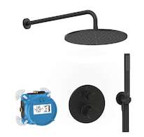 Ideal Standard CeraTherm - Sprchový set s termostatem pod omítku, s tělesem, průměr 30 cm, matná černá A7573XG