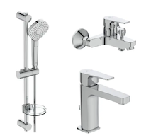 Ideal Standard Esla - Sprchový set s vanovou a umyvadlovou baterií, 3 proudy, chrom BC264AA