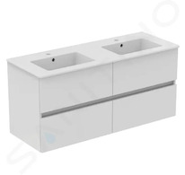Ideal Standard Eurovit+ - Skříňka s dvojumyvadlem, 55x120x44 cm, 4 zásuvky, lesklá bílá R0577WG