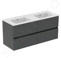 Ideal Standard Eurovit+ - Skříňka s dvojumyvadlem, 55x120x44 cm, 4 zásuvky, tmavě šedá R0577TI