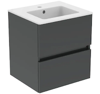 Ideal Standard Eurovit - Skříňka s umyvadlem, 55x50x44 cm, 2 zásuvky, lesklá šedá R0571TI