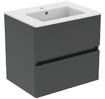 Ideal Standard Eurovit - Skříňka s umyvadlem, 55x60x44 cm, 2 zásuvky, lesklá šedá R0572TI