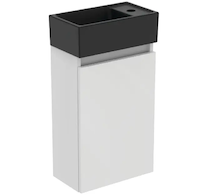 Ideal Standard Eurovit+ - Skříňka s umývátkem, 55x35x20 cm, 1 dvířka, lesklá bílá/hedvábná černá R0578WG