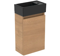 Ideal Standard Eurovit+ - Skříňka s umývátkem, 55x35x20 cm, 1 dvířka, přírodní dub/hedvábná černá R0578Y8