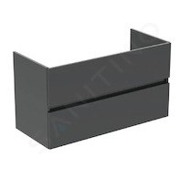 Ideal Standard Eurovit - Umyvadlová skříňka, 55x100x44 cm, 2 zásuvky, lesklá šedá R0265TI